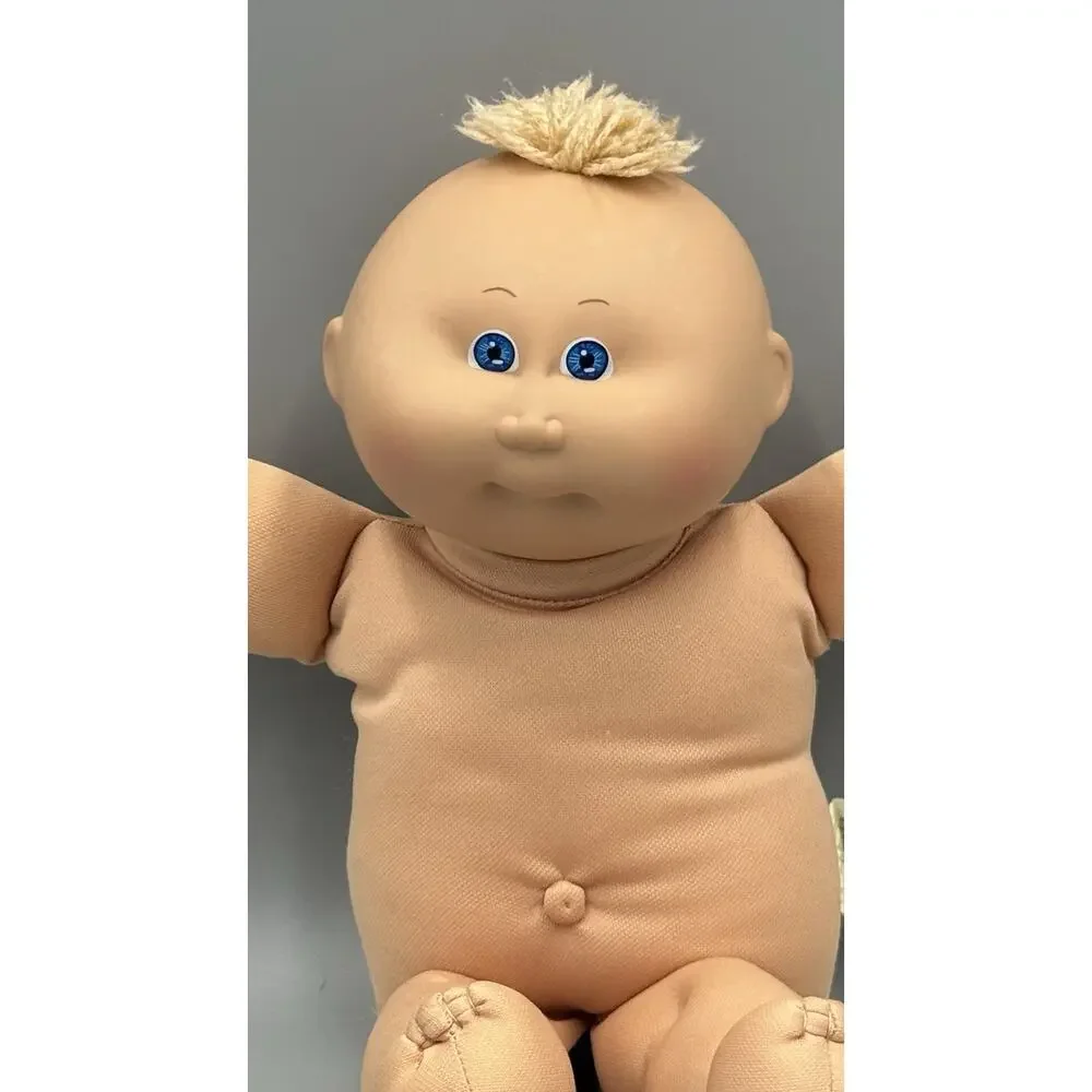 Vintage Caleco Cabbage Patch Kid Baby Doll Blonde Hair Tuft Blue Eyes